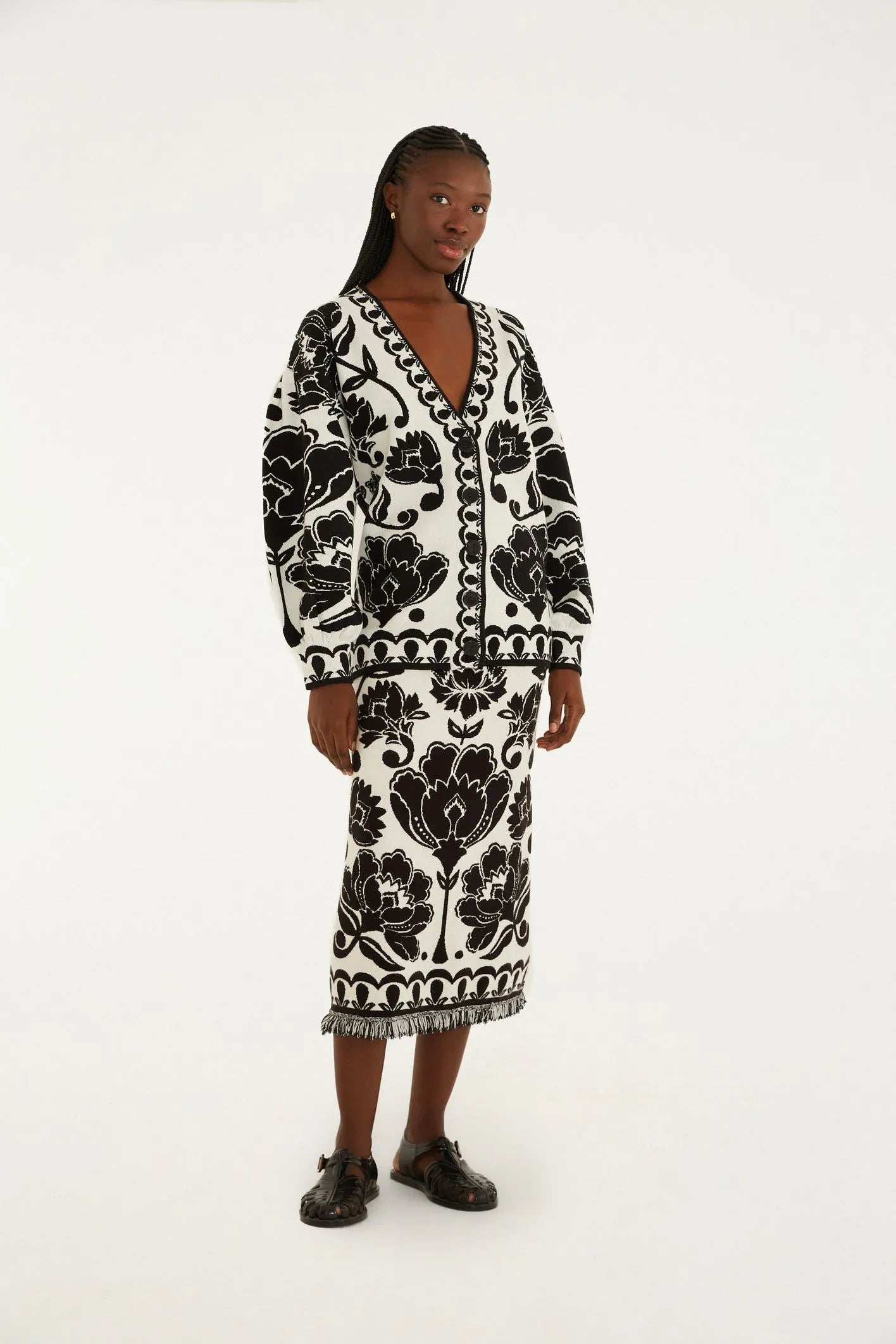 Cardigan Tricot Floral Arabesque