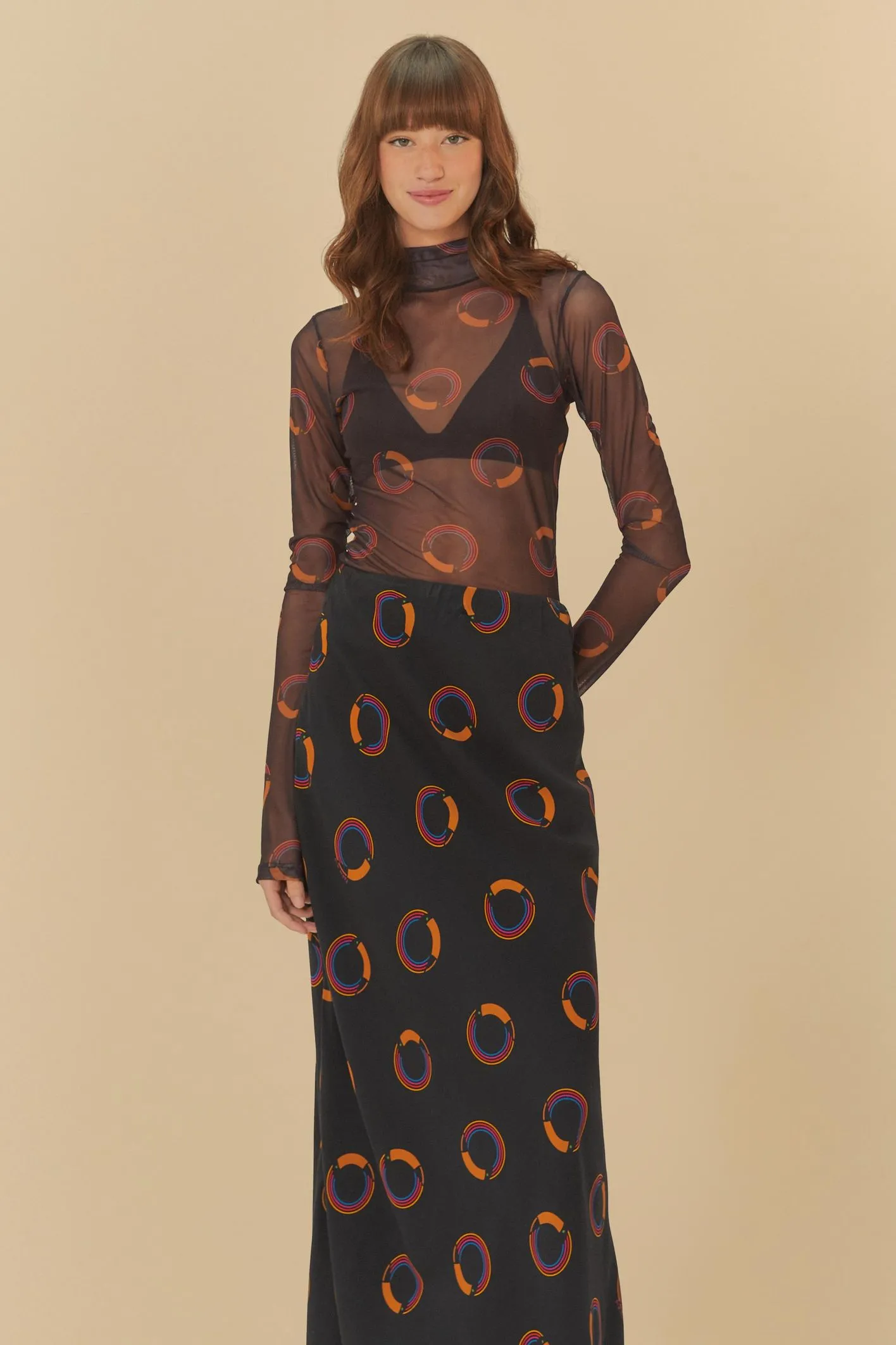 Vestido con falda estampada de lunares Tuca