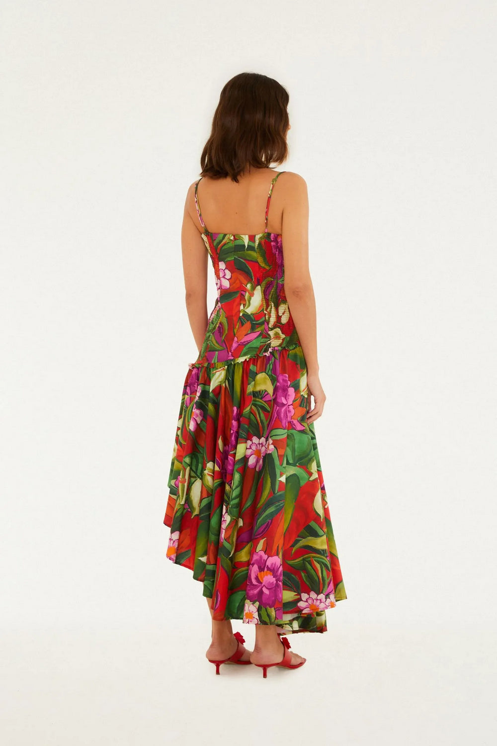 Maxi Vestido Assimetrico Folhagem