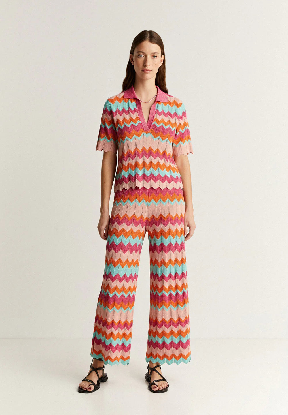 Pantalón Punto Zigzag Lurex
