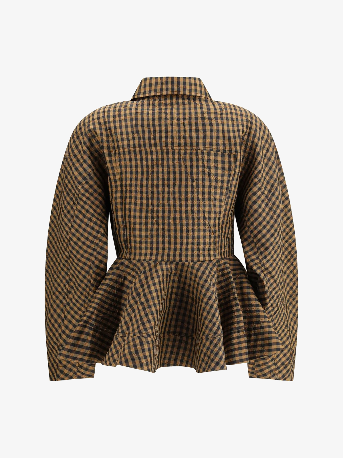 Camisa Crinkled Taffeta Check Peplum