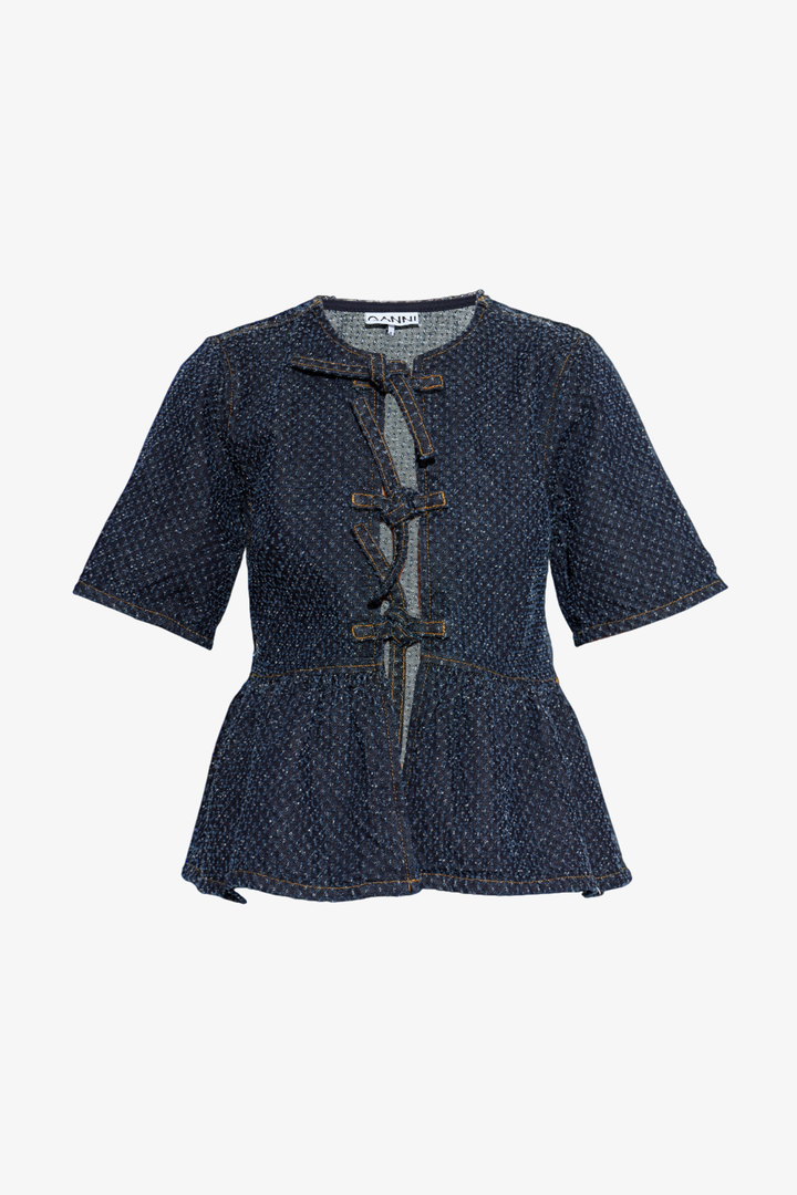 Blusa Tweed Denim Peplum GANNI BLUSAS Malva CO