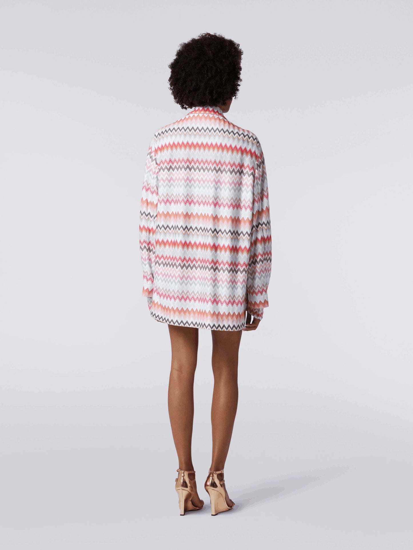 Blazer De Algodón y Viscosa Estampado Zigzag