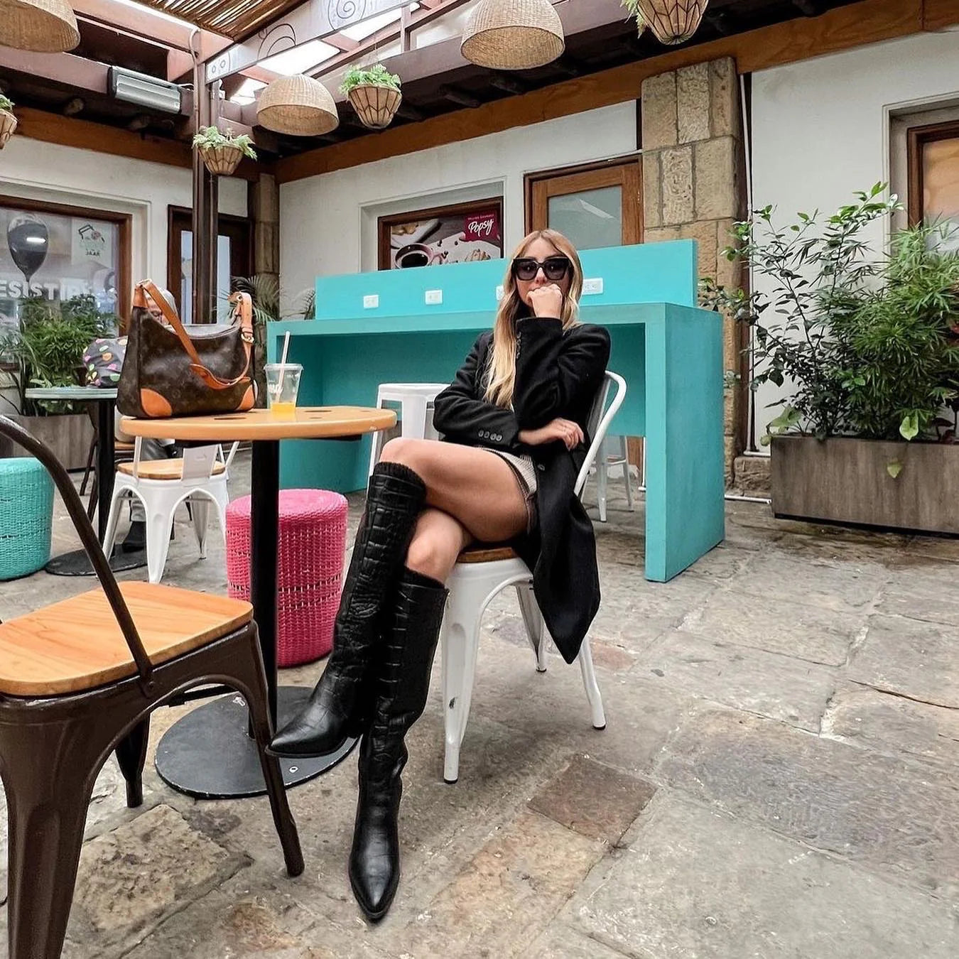 Bota Xena Black En Cuero