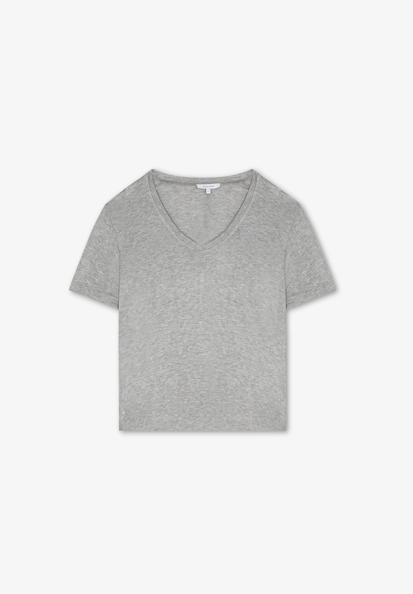 T-Shirt V Neck Lurex Tee Grey Melange L