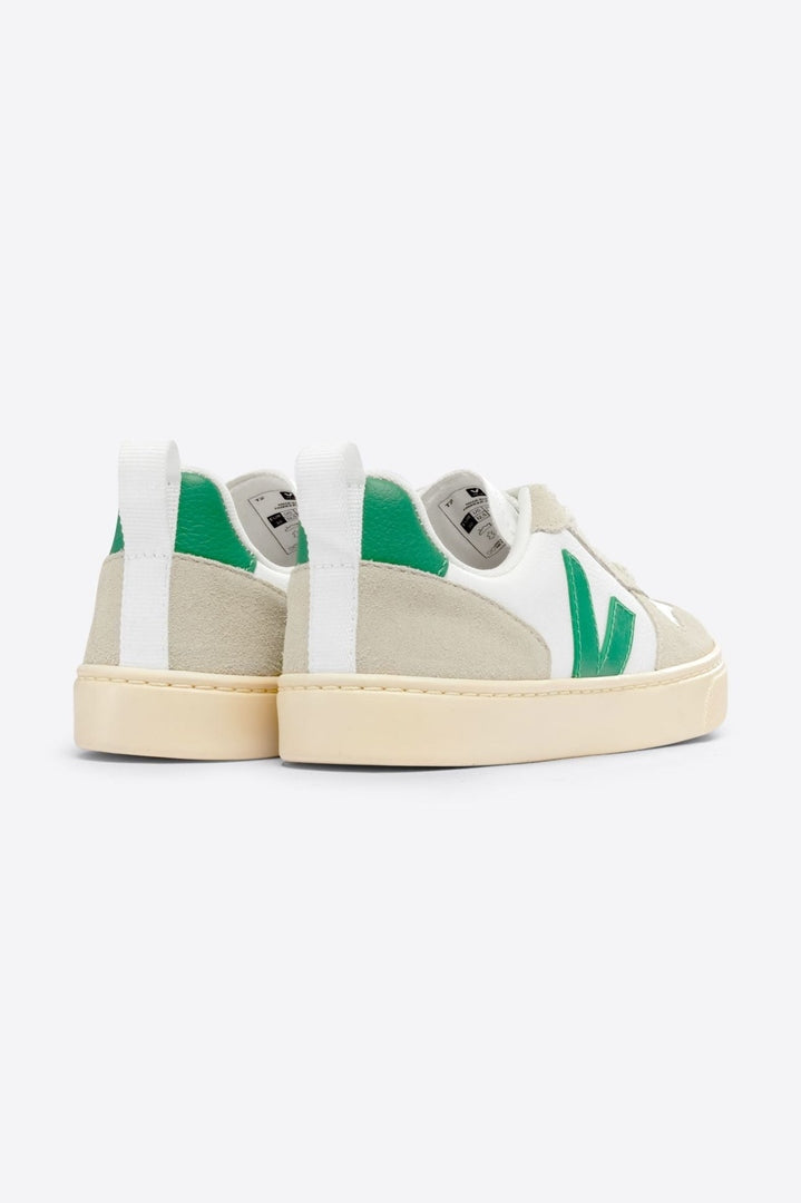 Tenis Veja Kids V-10 leather white emeraude almond