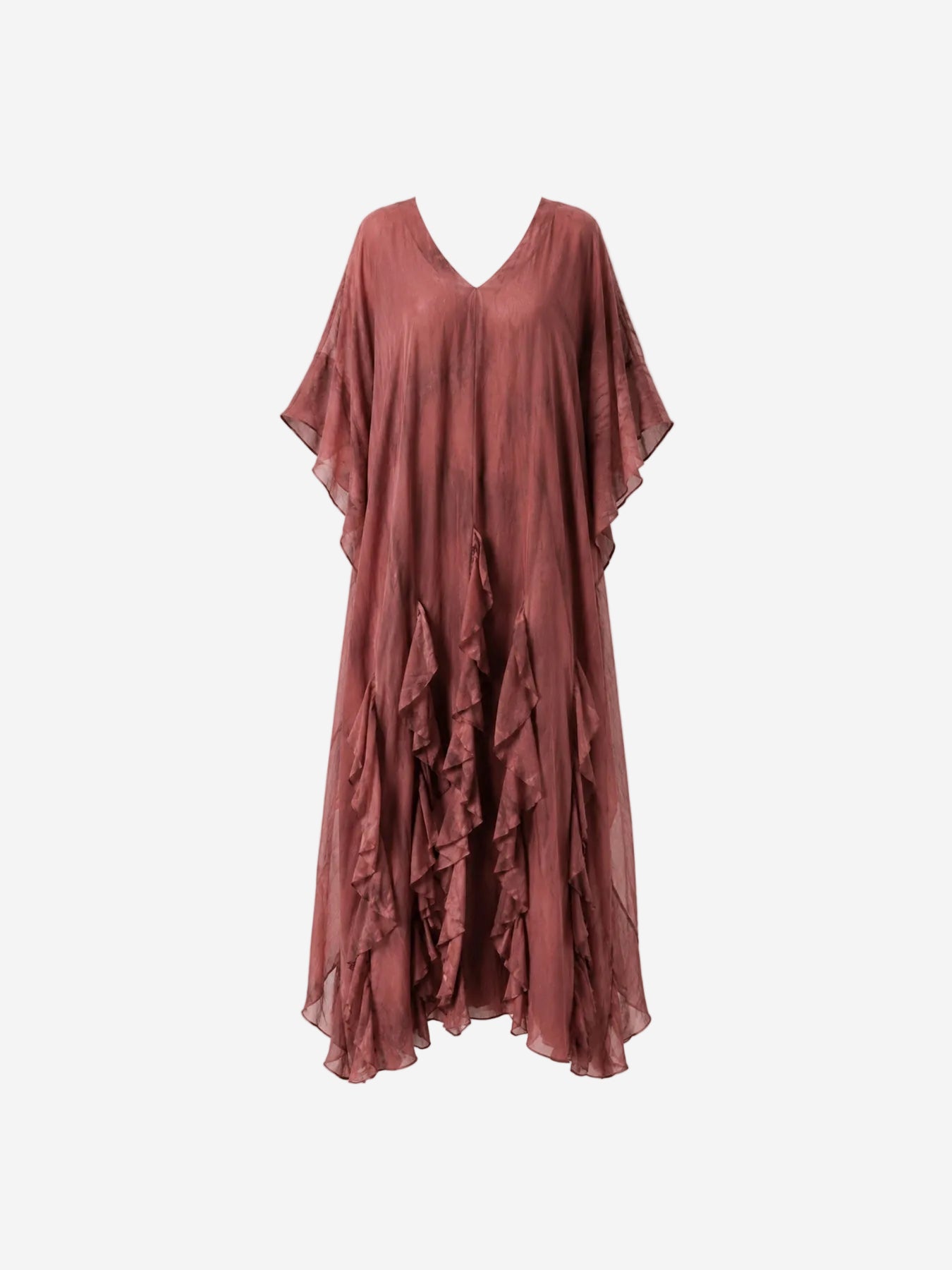 Maxi Vestido Raiz De Rubia Crepe De Chine
