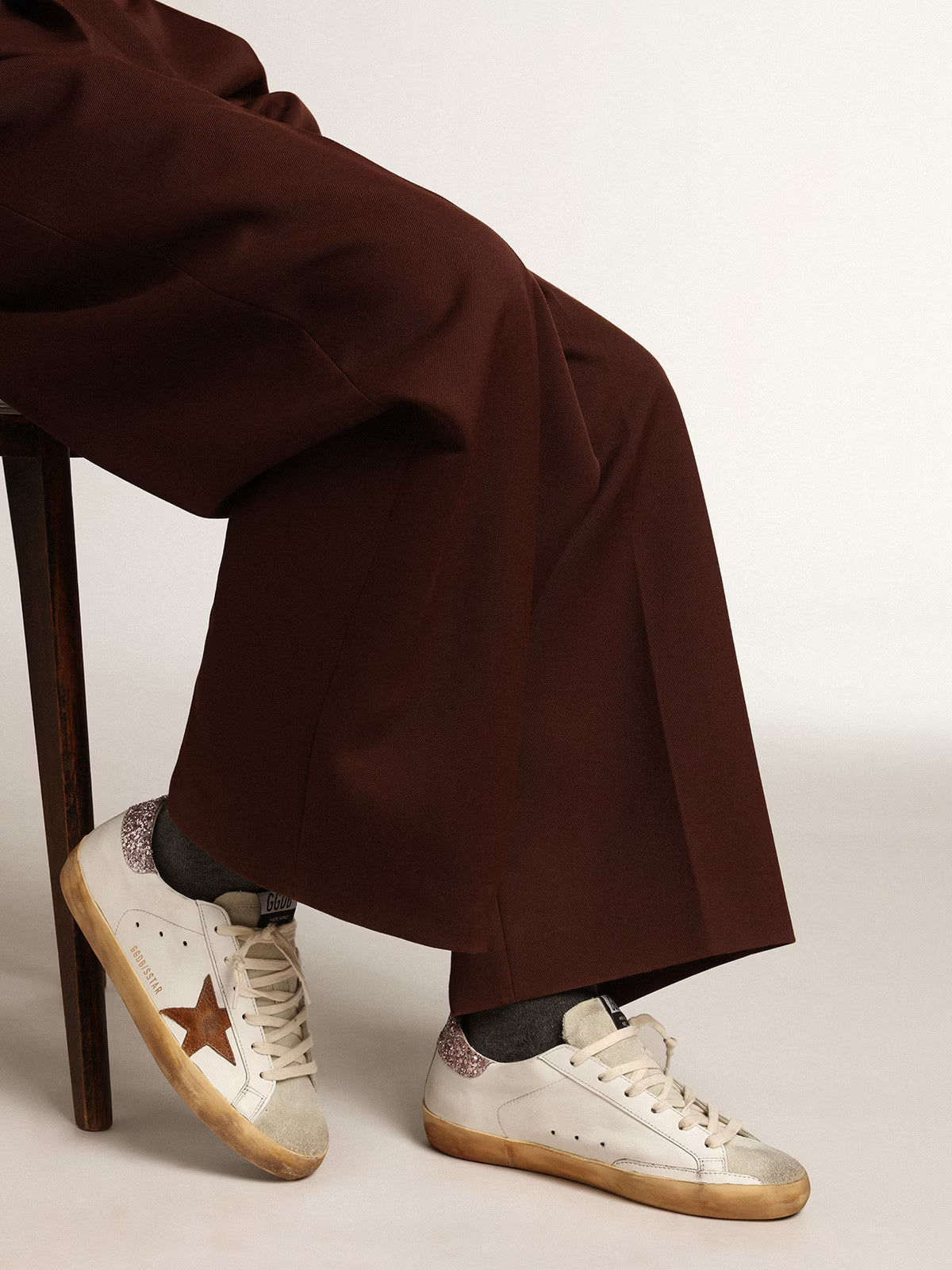 Tenis Golden Goose Super Star Leather Vintage Leath Star Glitter Heel Mujer