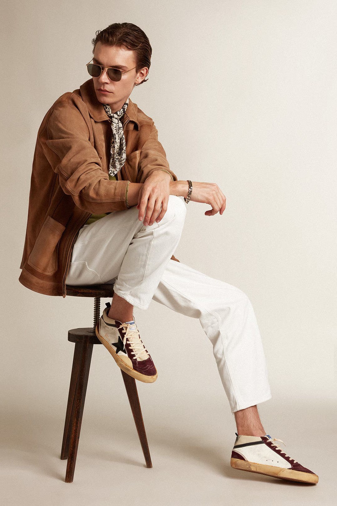 Tenis Golden Goose Mid Star Nappa And Nylon Hombre