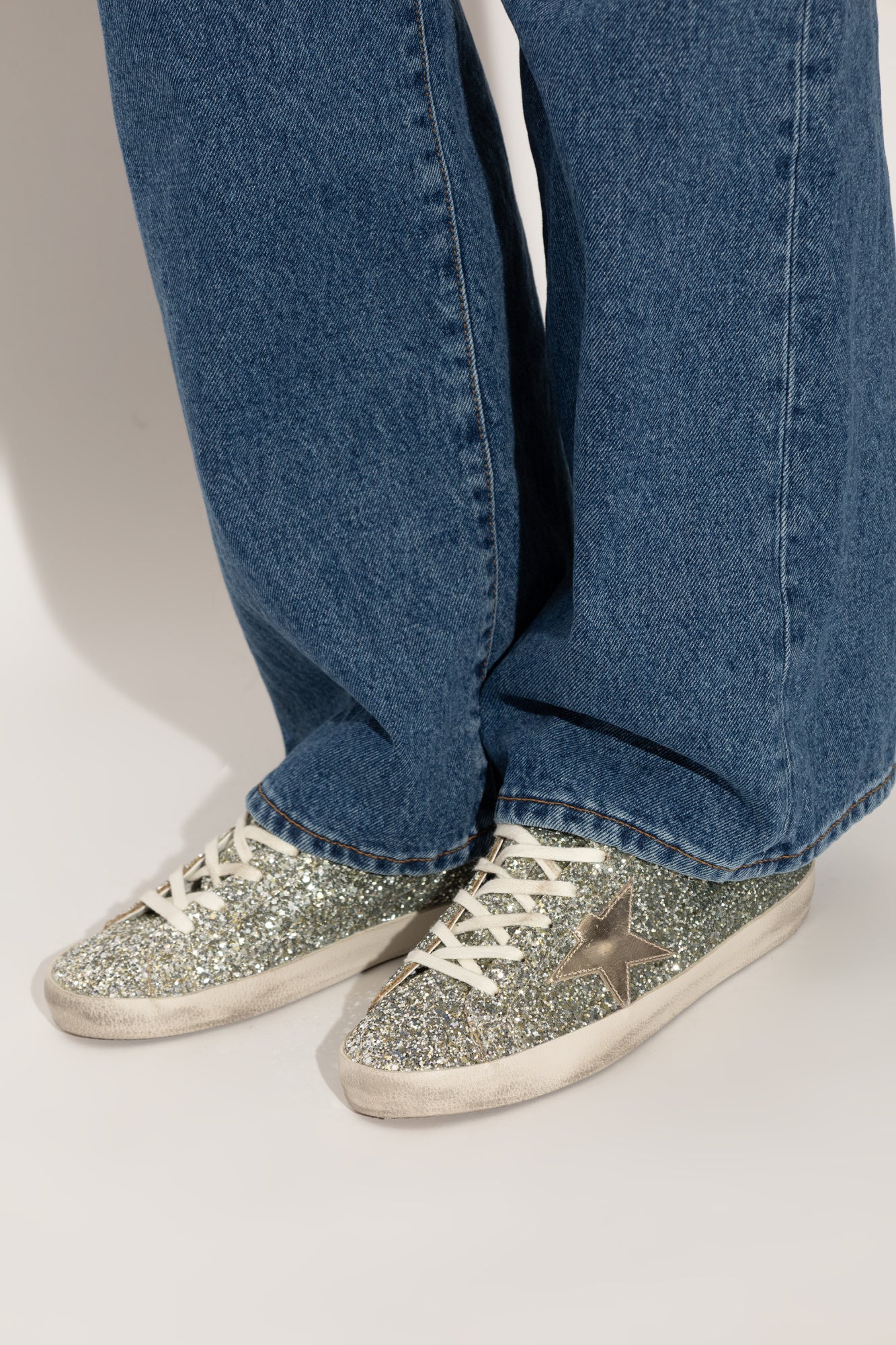 Tenis Golden Goose Super Star Glitter Laminated Star Mujer