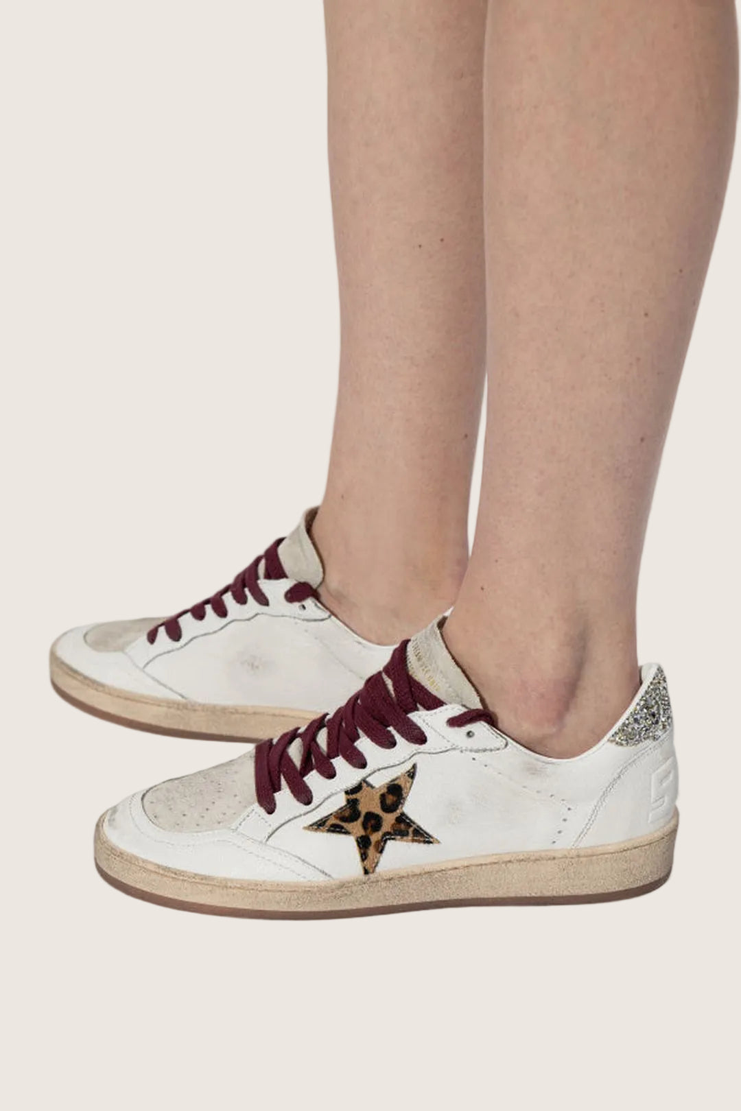 Tenis Golden Goose Ballstar Nappa Horsy Star Glitter Heel Mujer