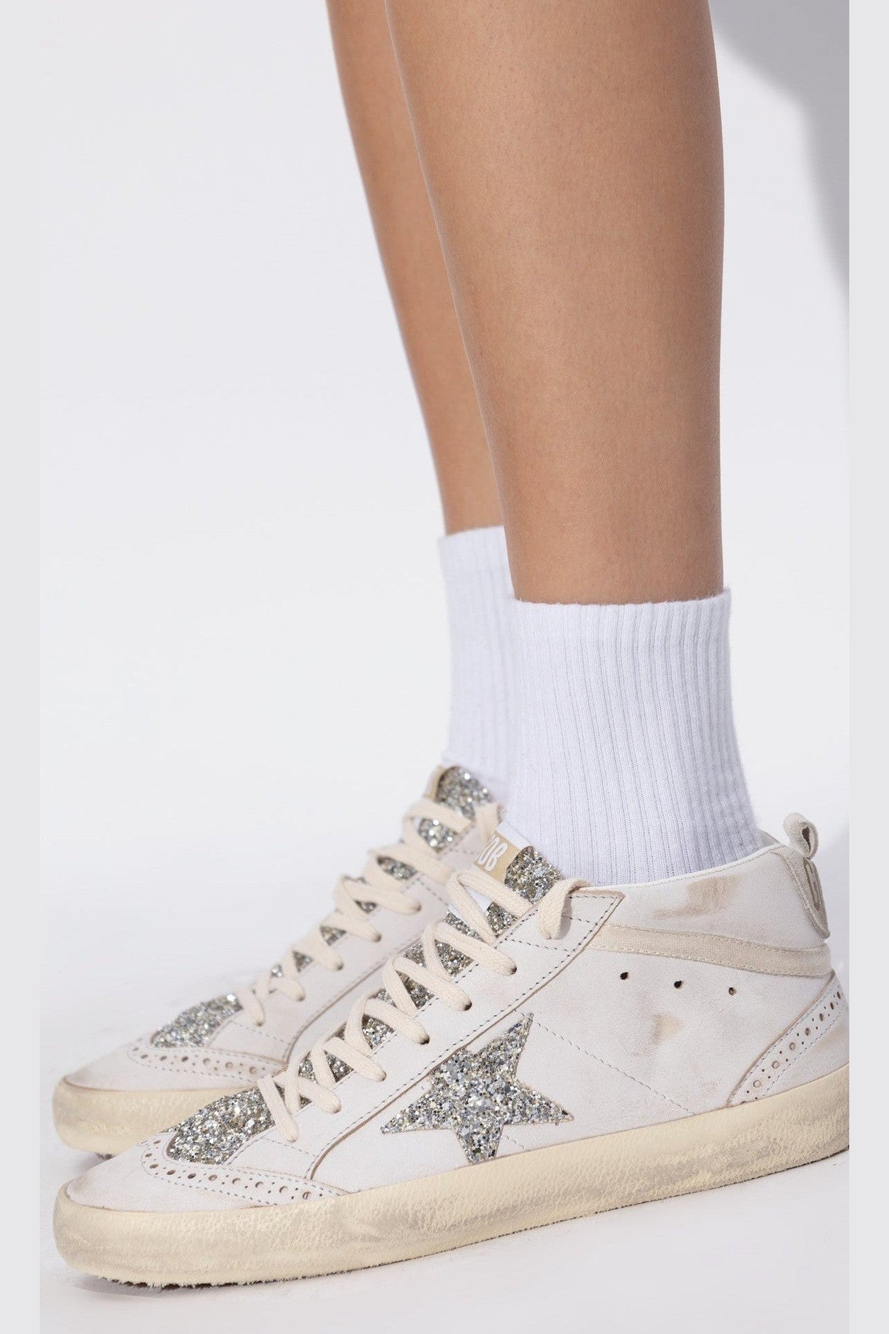 Tenis Golden Goose Mid Star Leather Glitter Tongue And Star Mujer