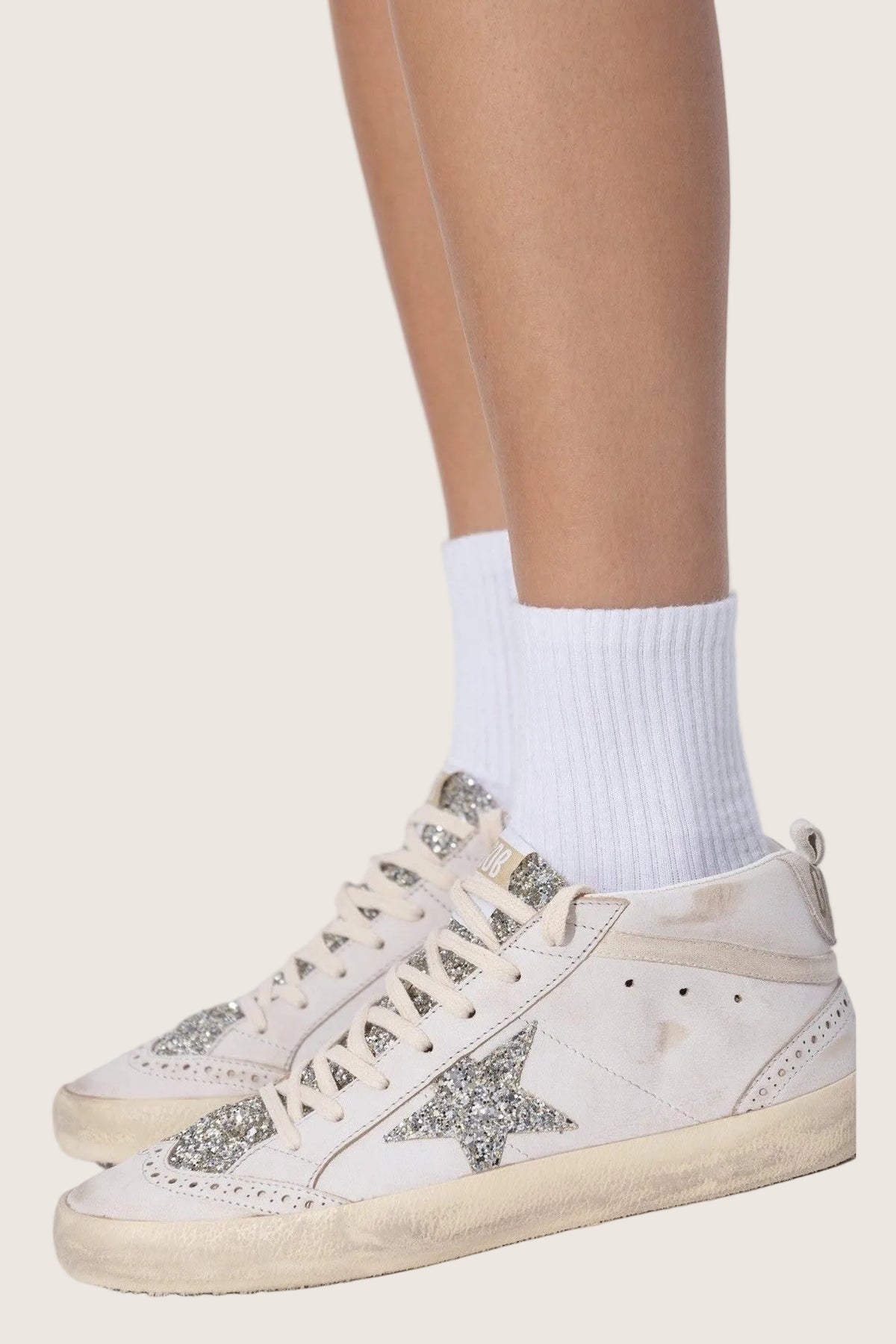 Tenis Golden Goose Mid Star Leather Glitter Tongue And Star Mujer