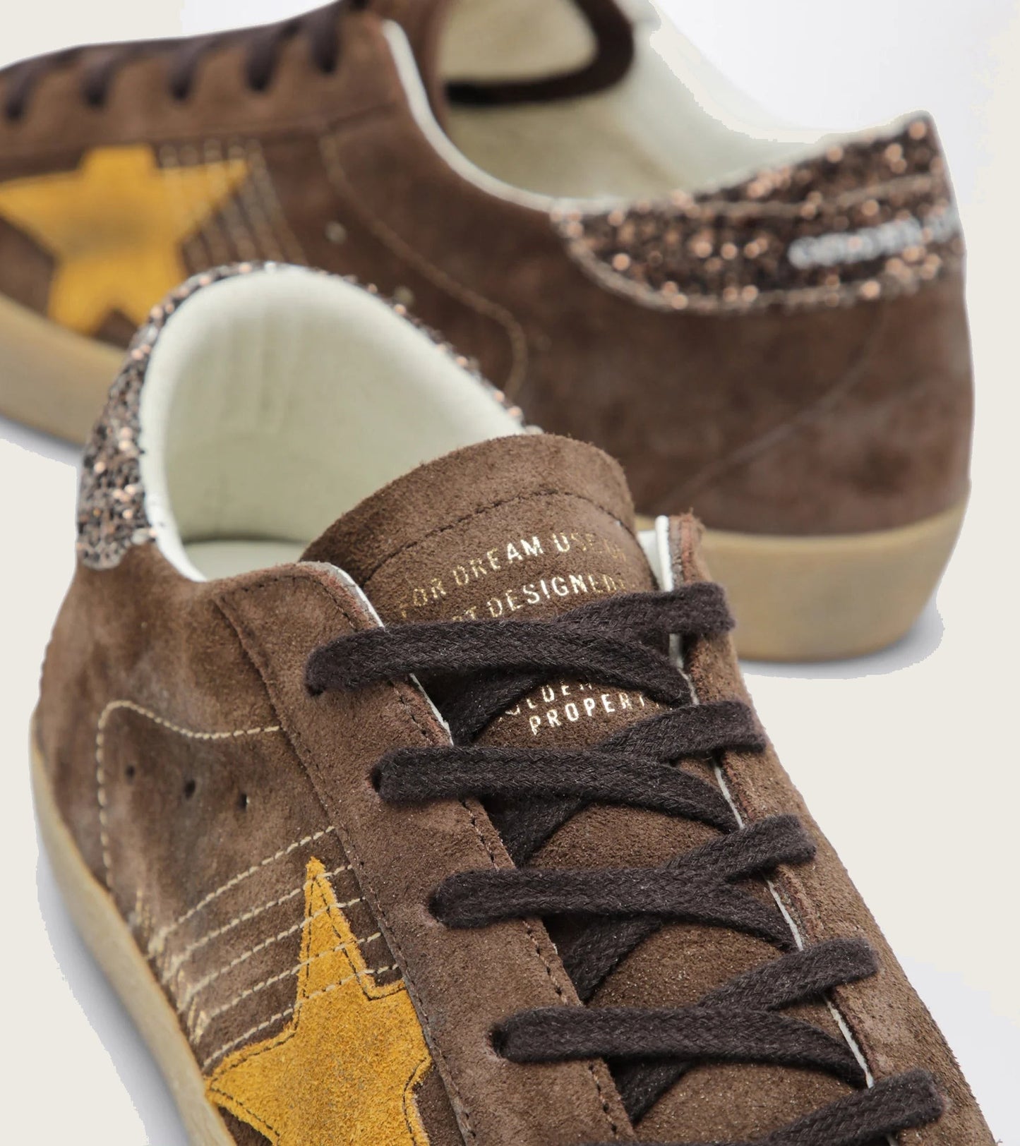 Tenis Golden Goose Super Star Suede Glitter Heel Mujer