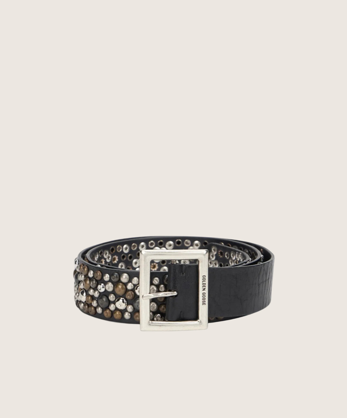 Cinturon Mixed Stud Washed Vintage Leather With Hamme
