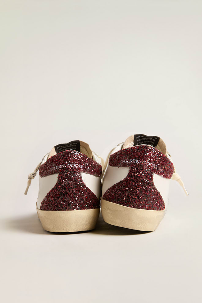 Tenis Golden Goose Super-Star Leath Glitter Star Spur Suede Mujer