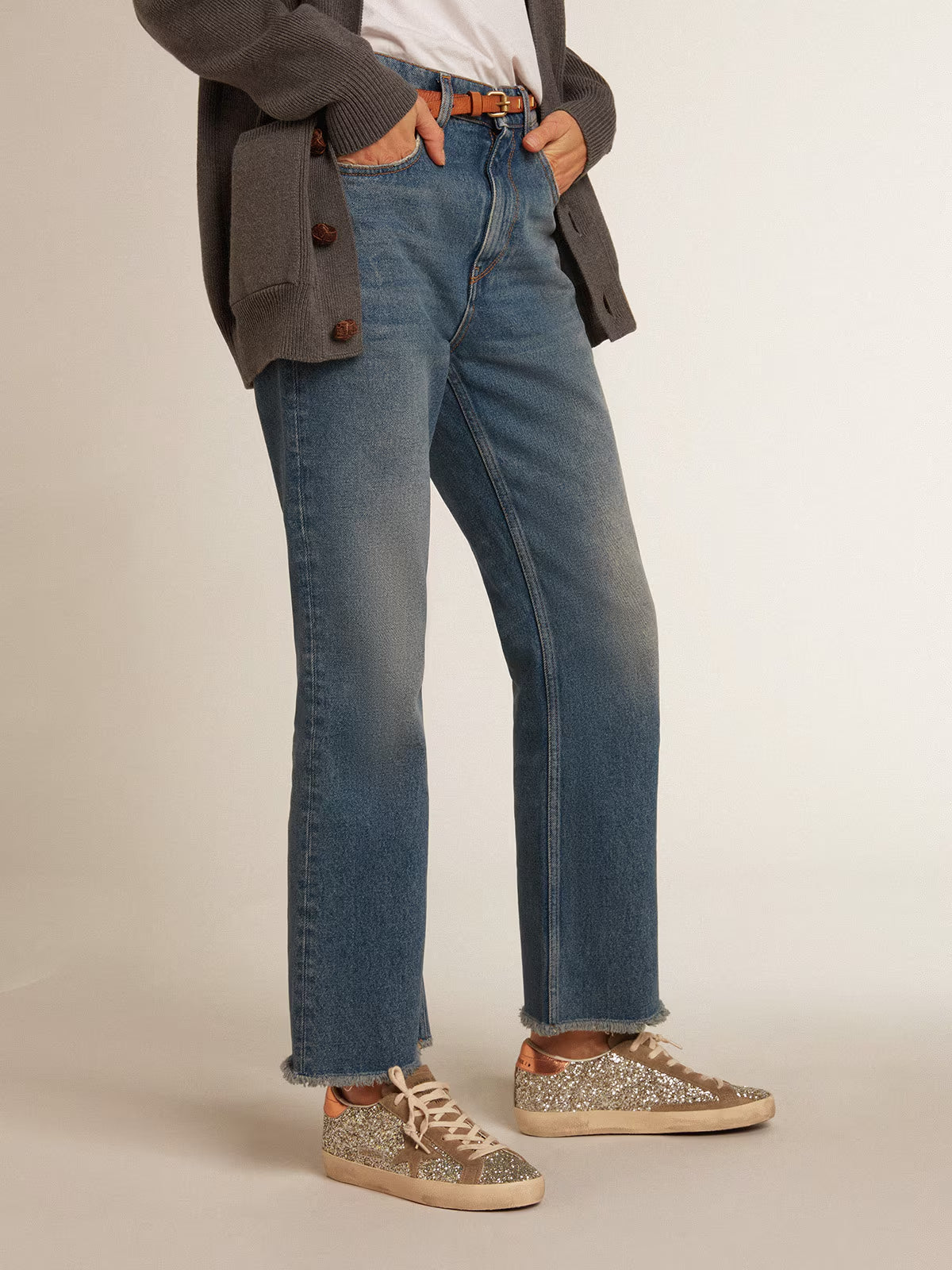 Tenis Golden Goose Super Star Glitter Suede Mujer