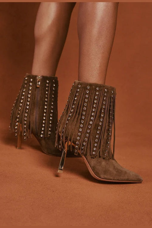 Botín Alto Con Flecos BOTAS & BOTINES Malva CO
