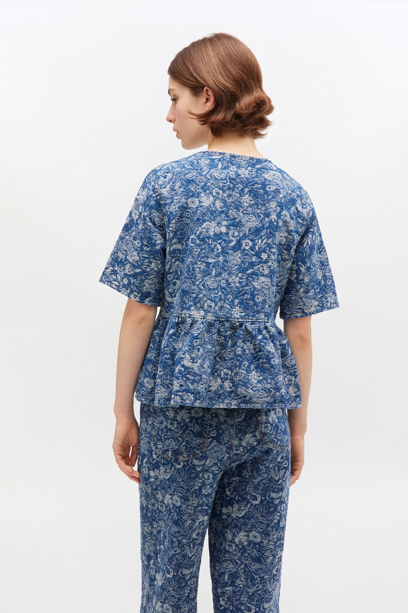 Blusa Pepplum Denim Tapestry GANNI BLUSAS Malva CO