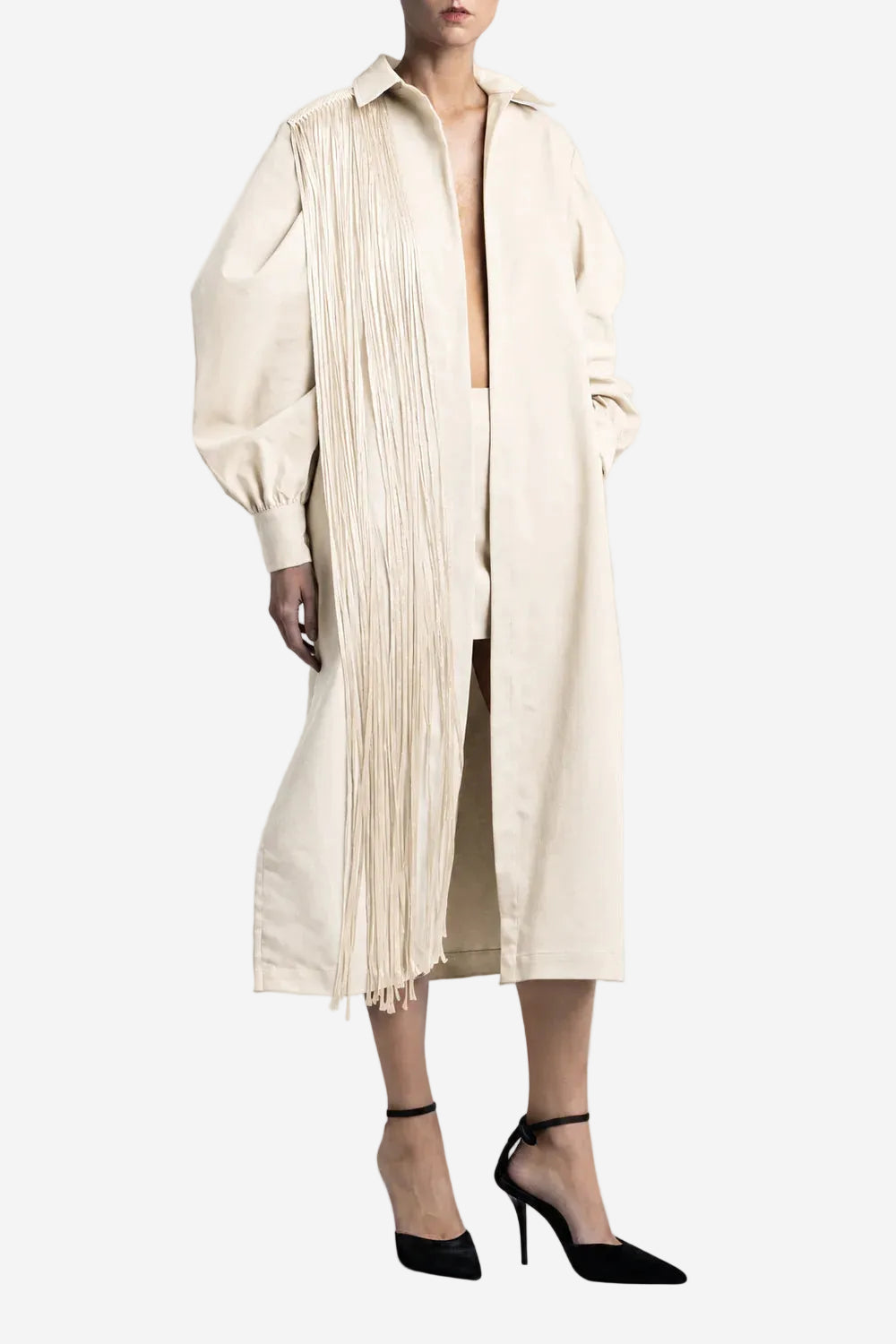 Midi Vestido Camisero Macrame Drill
