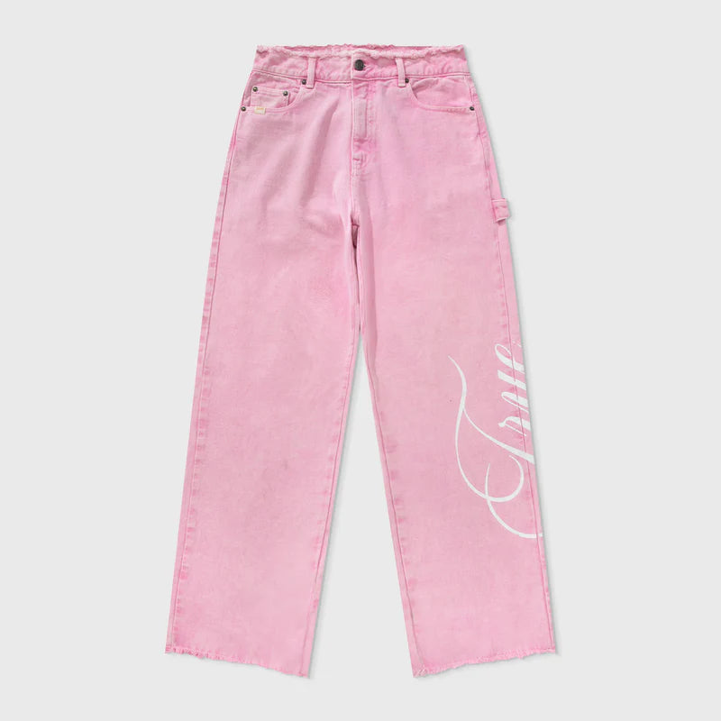 Pantalon De Tiro Medio Color Rubor Rosa