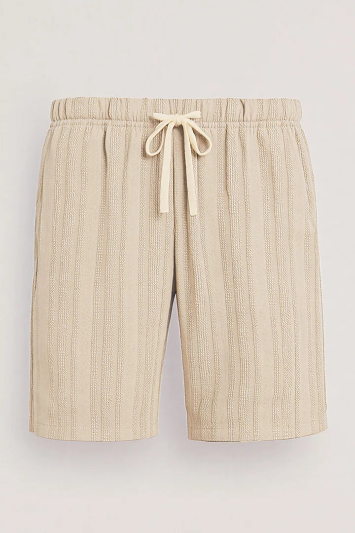 Short Tejido Rayas Beige Trenzado