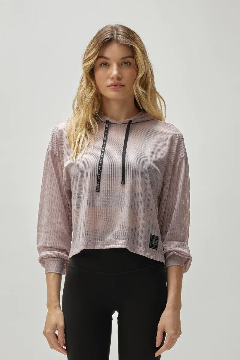 Hoodie con Capucha en Malla Translucida