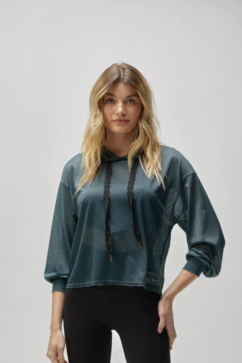 Hoodie con Capucha en Malla Translucida
