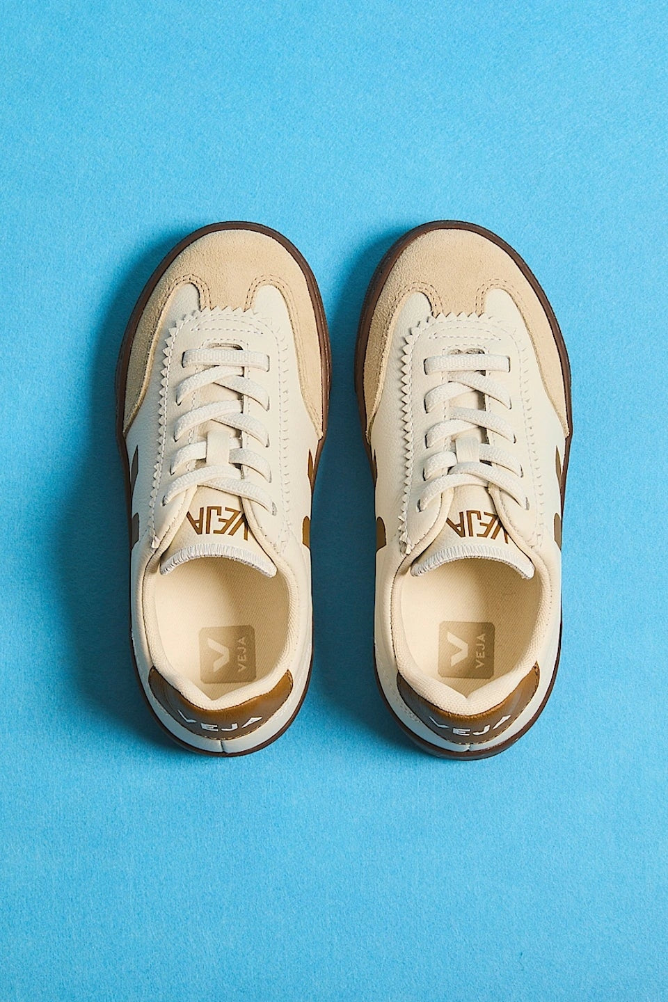 Tenis Veja Kids Volley Elastic Laces Leather White Almond Bark