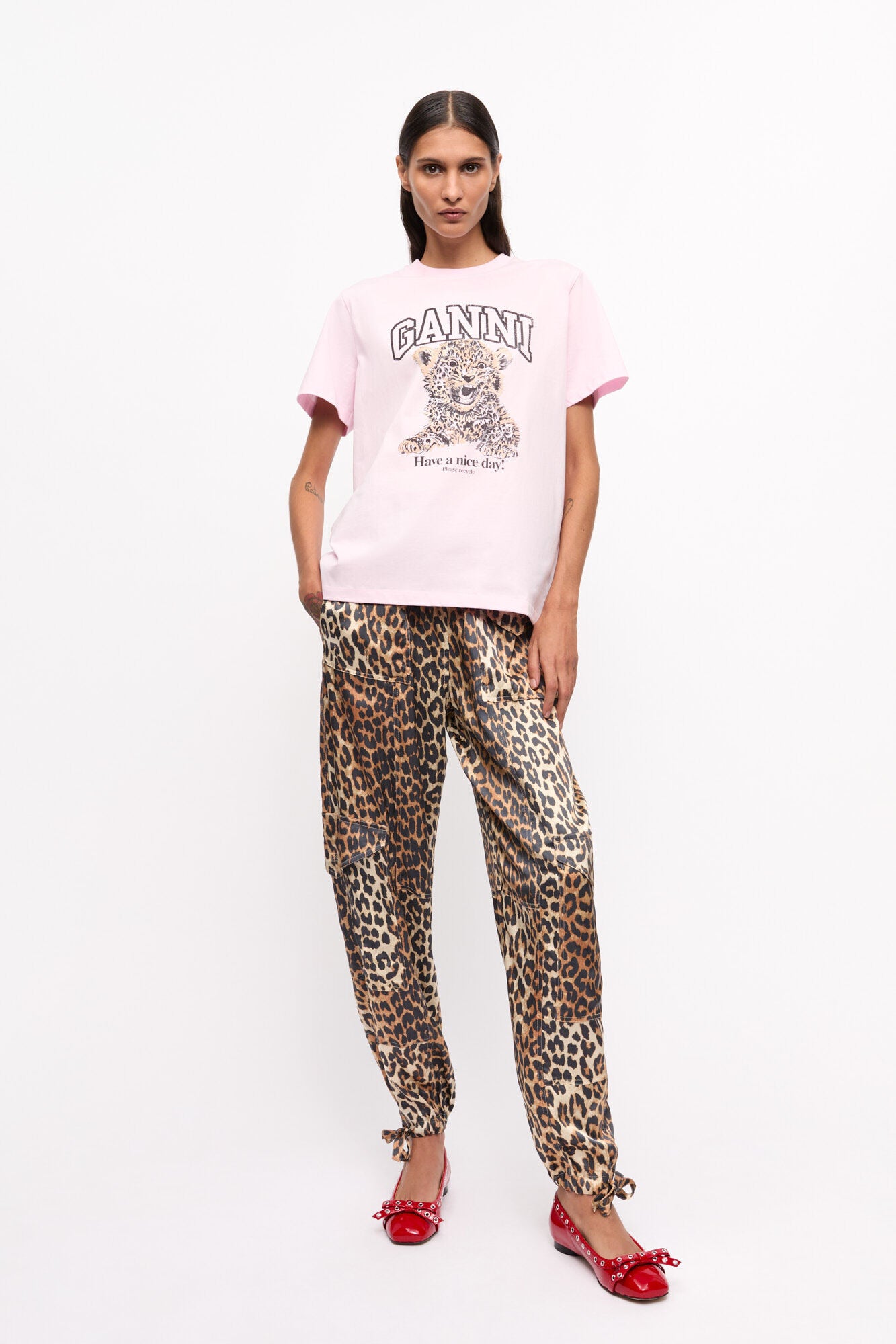 T-Shirt Básica Holgada de Leopardo