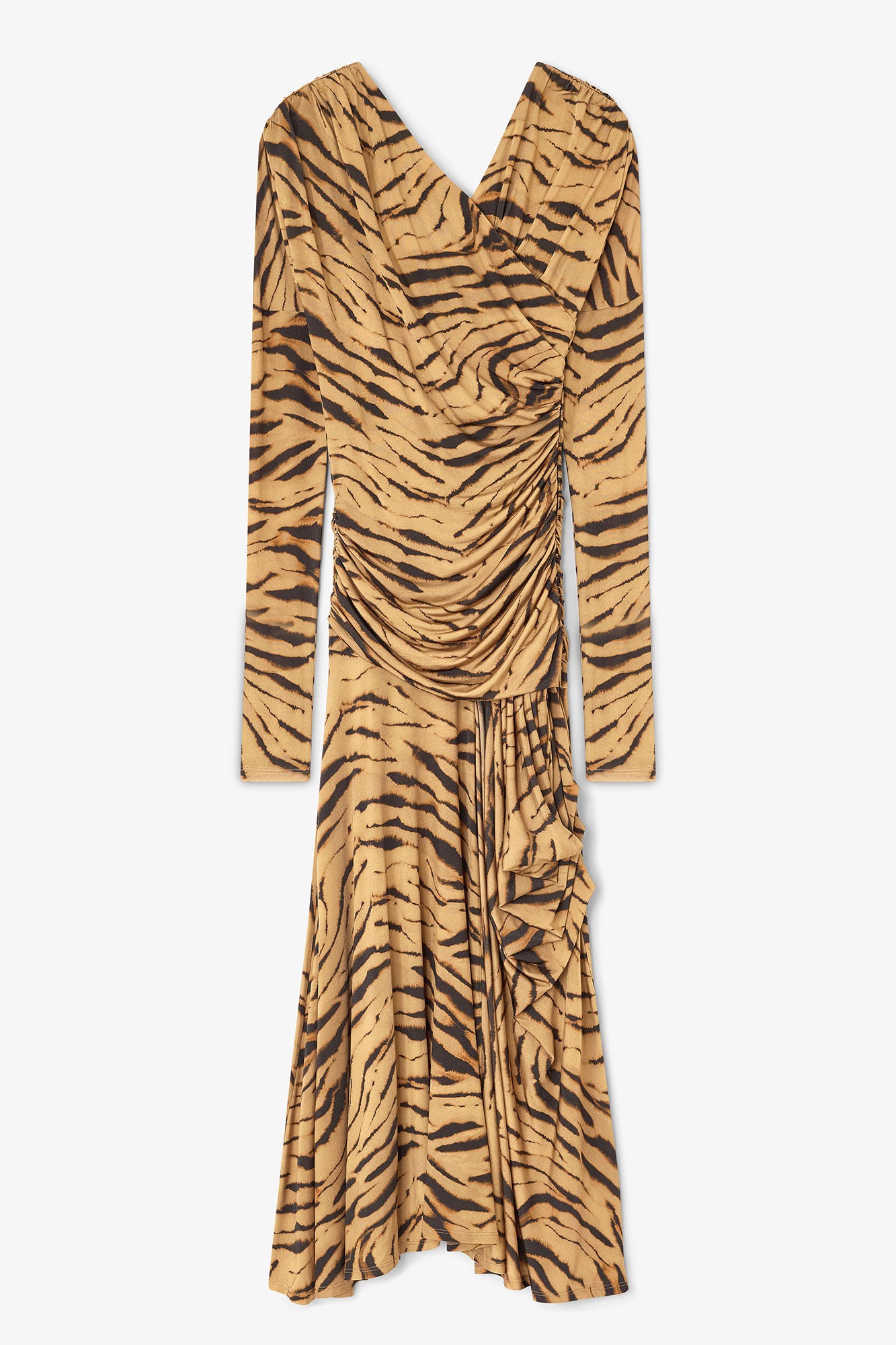 Midi Vestido Printed Shiny Jersey Ruched