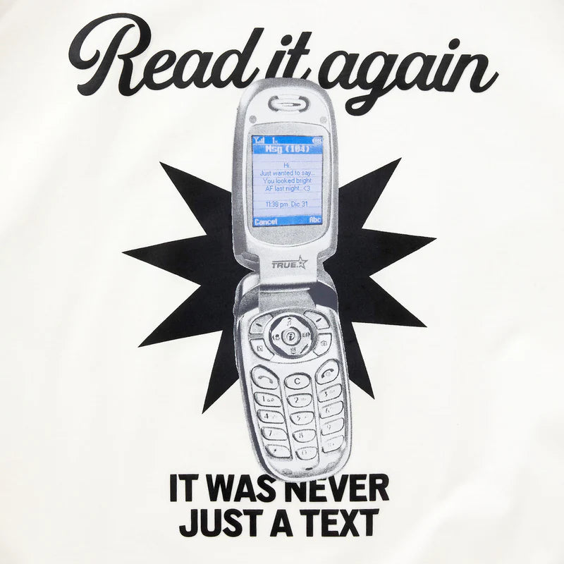 T-Shirt Cuadrada Text Me Blanca