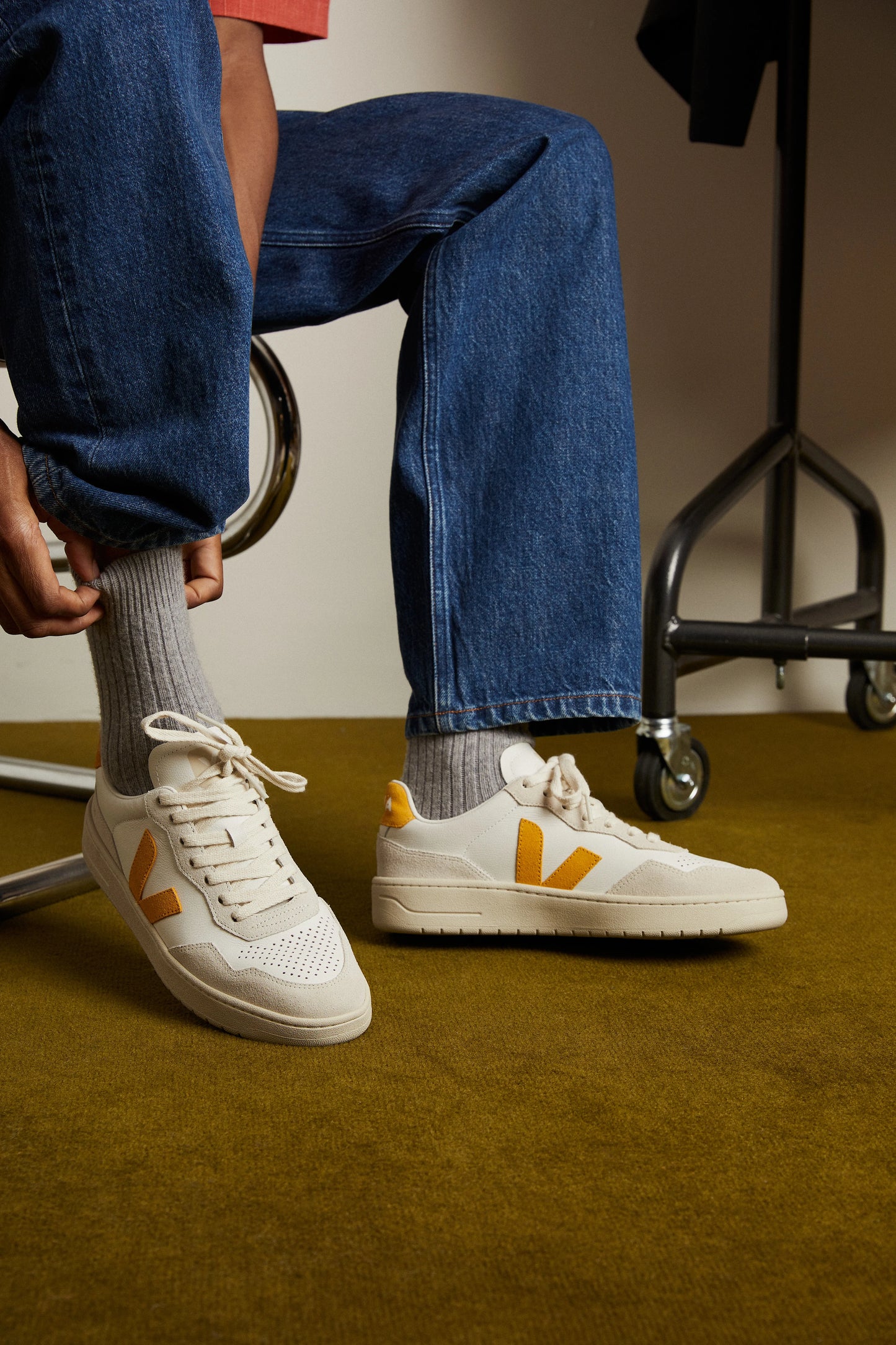 Tenis Veja De Mujer V-90 Leather White Safran
