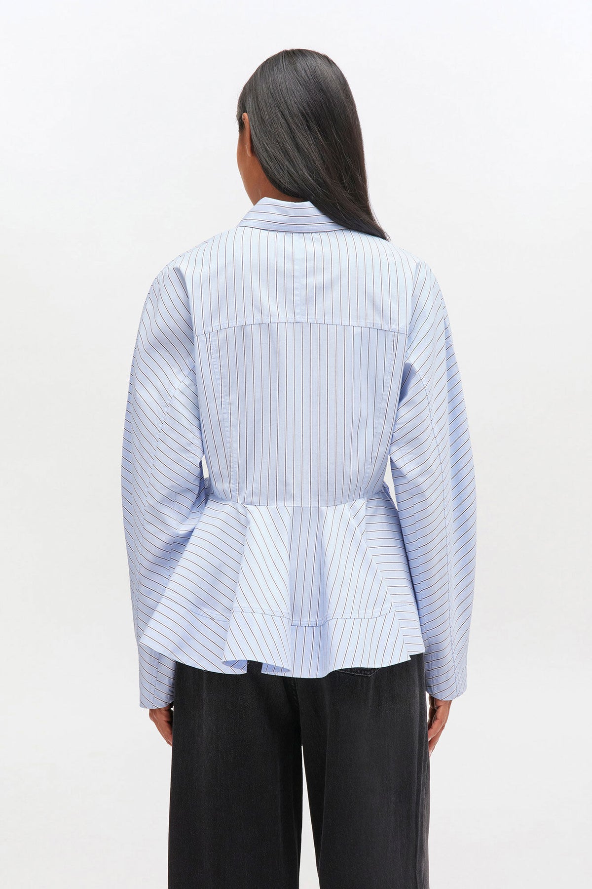 Camisa Peplum Stripe Cottom GANNI CAMISAS Malva CO