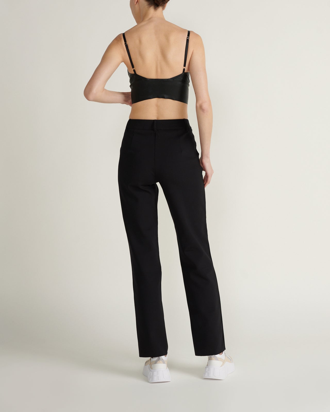 Crop Top De Piel Sintética Negro