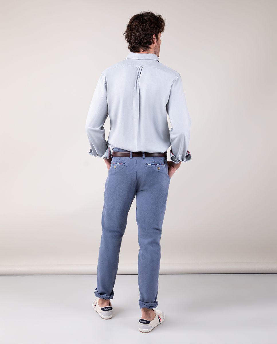 Camisa Algodon Garment Dyed Gris