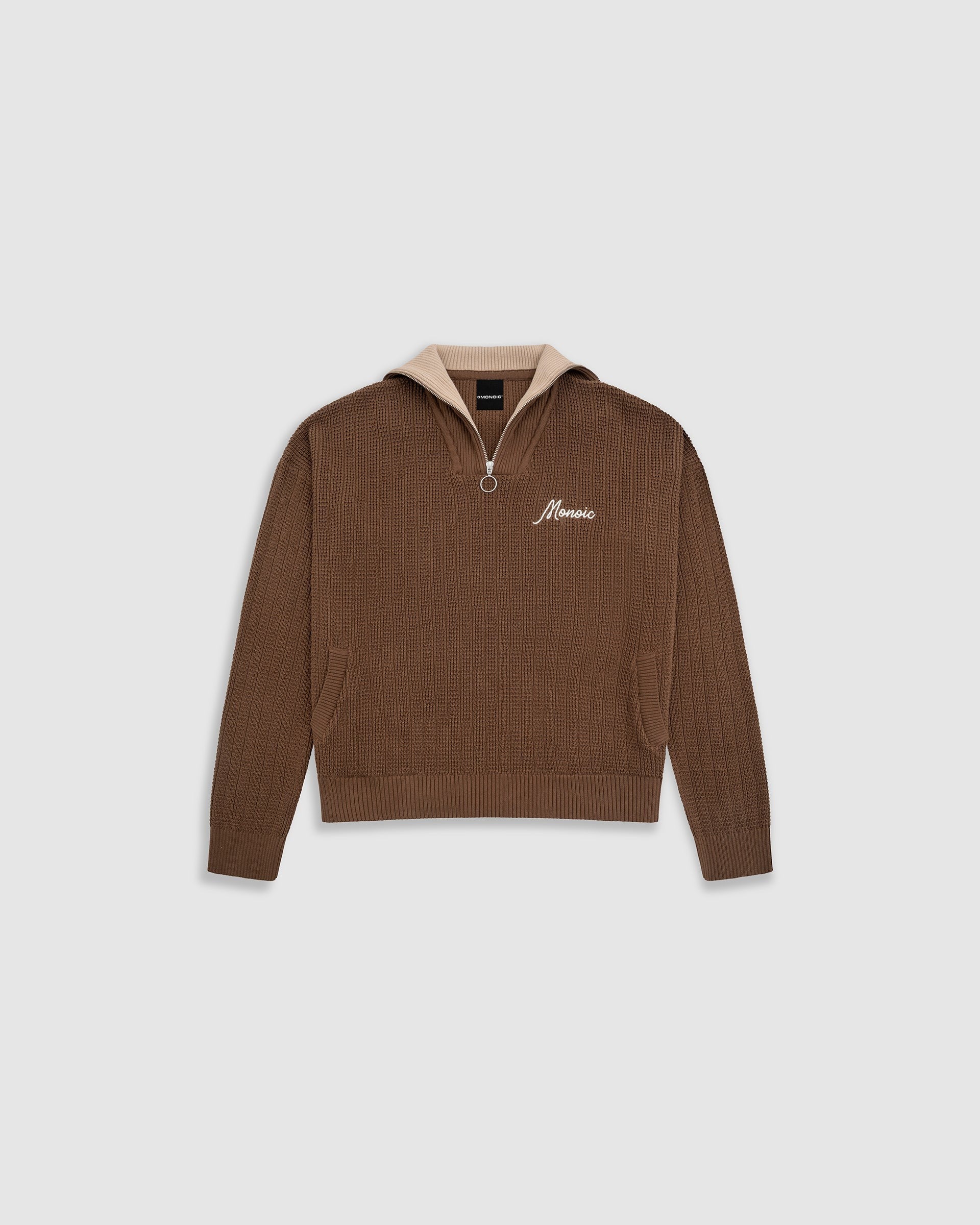 Jersey De Punto Zip Funnel Neck
