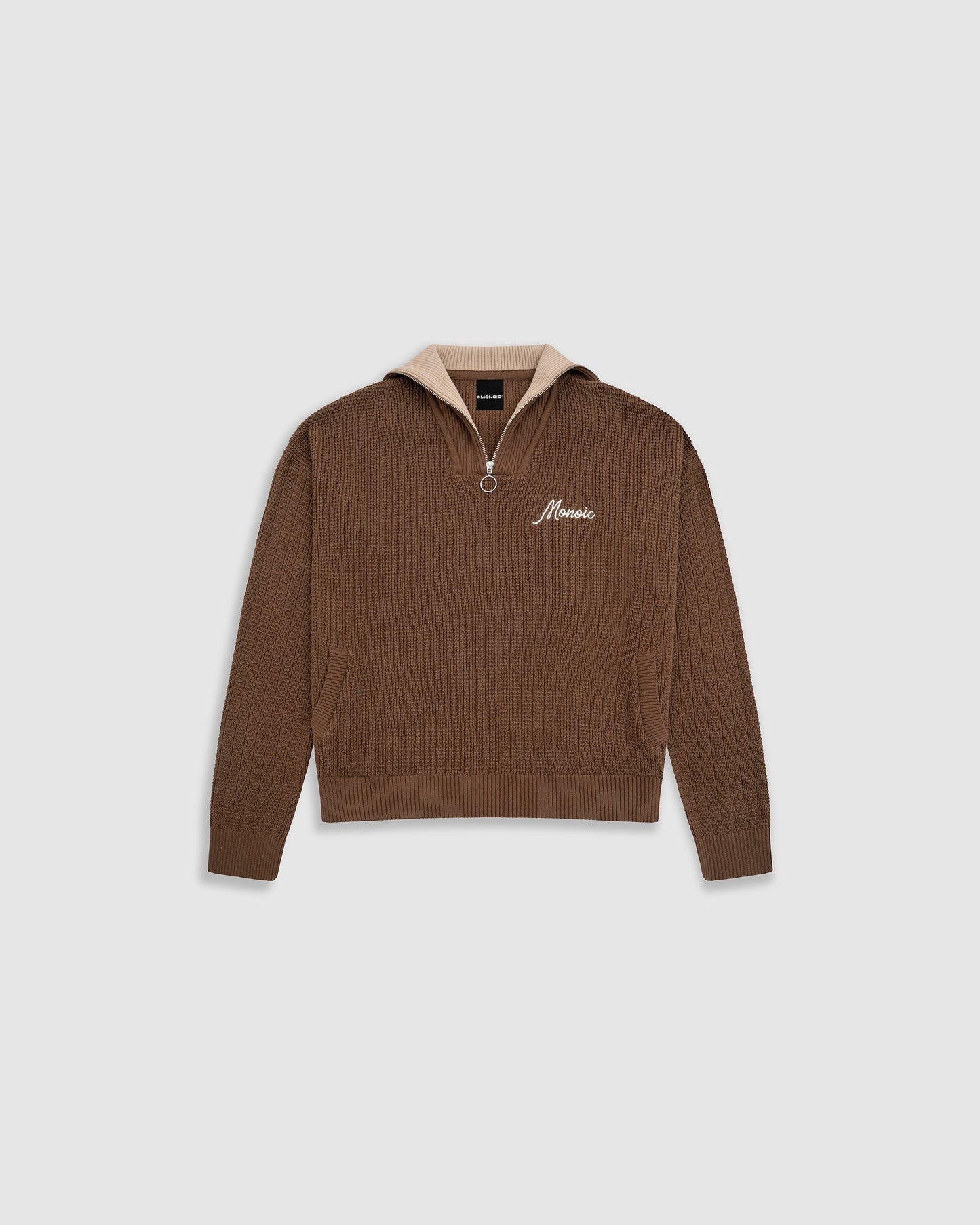 Jersey De Punto Zip Funnel Neck