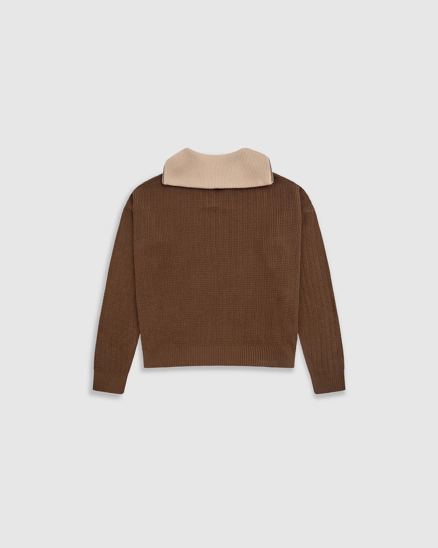 Jersey De Punto Zip Funnel Neck