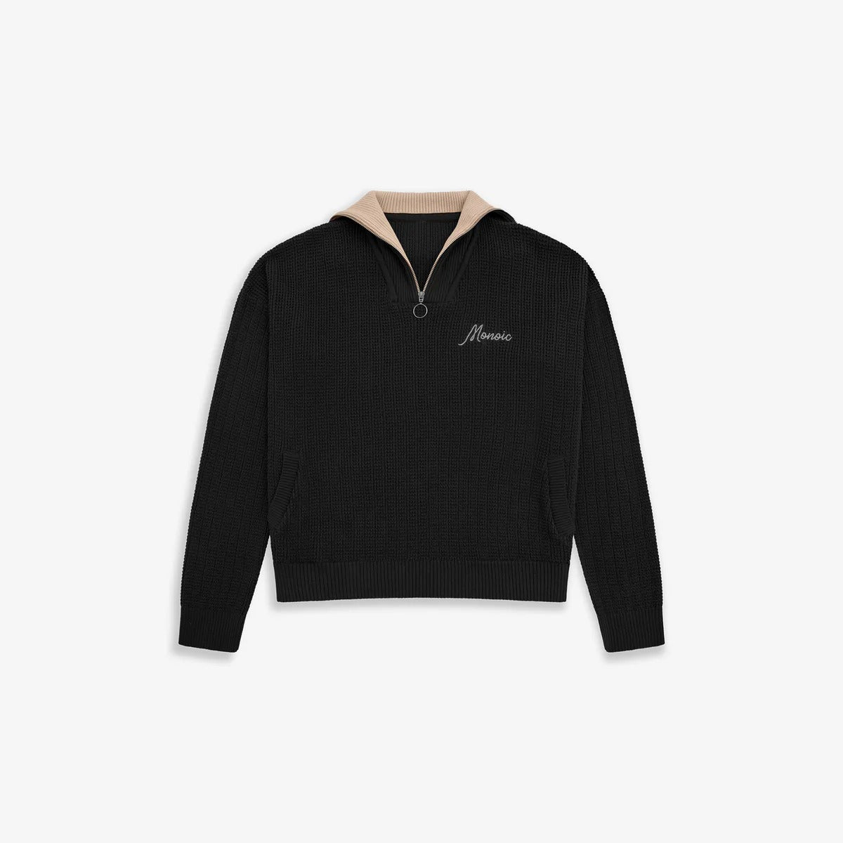 Jersey De Punto Zip Funnel Neck