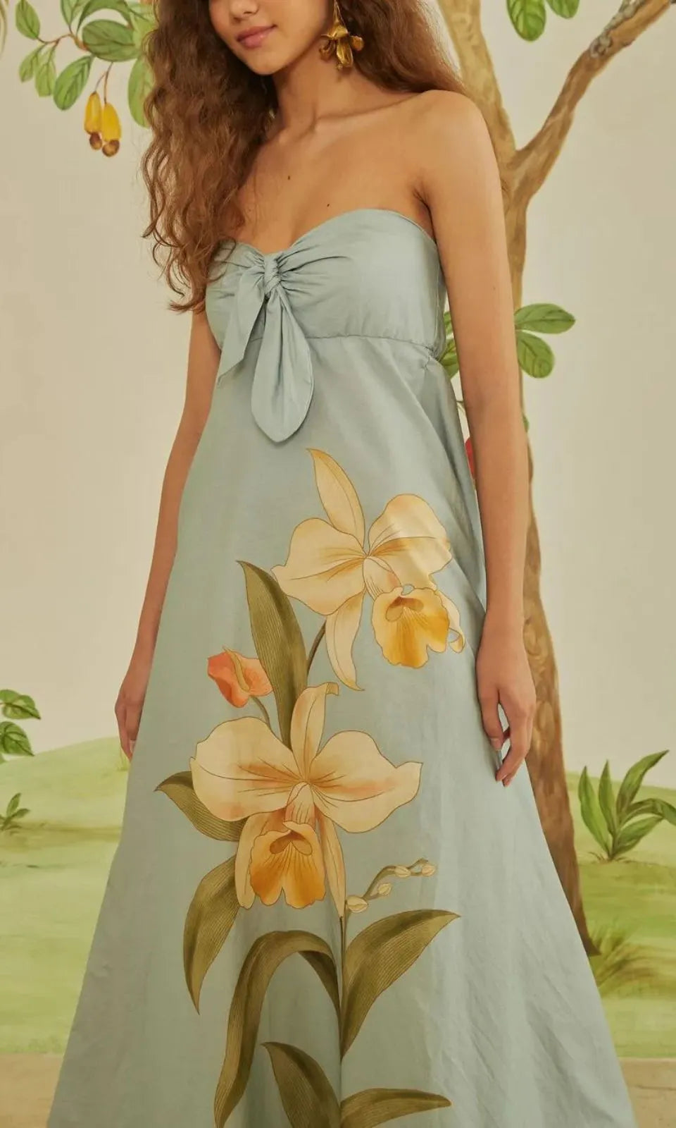 Vestido Con Estampado De Orquídea