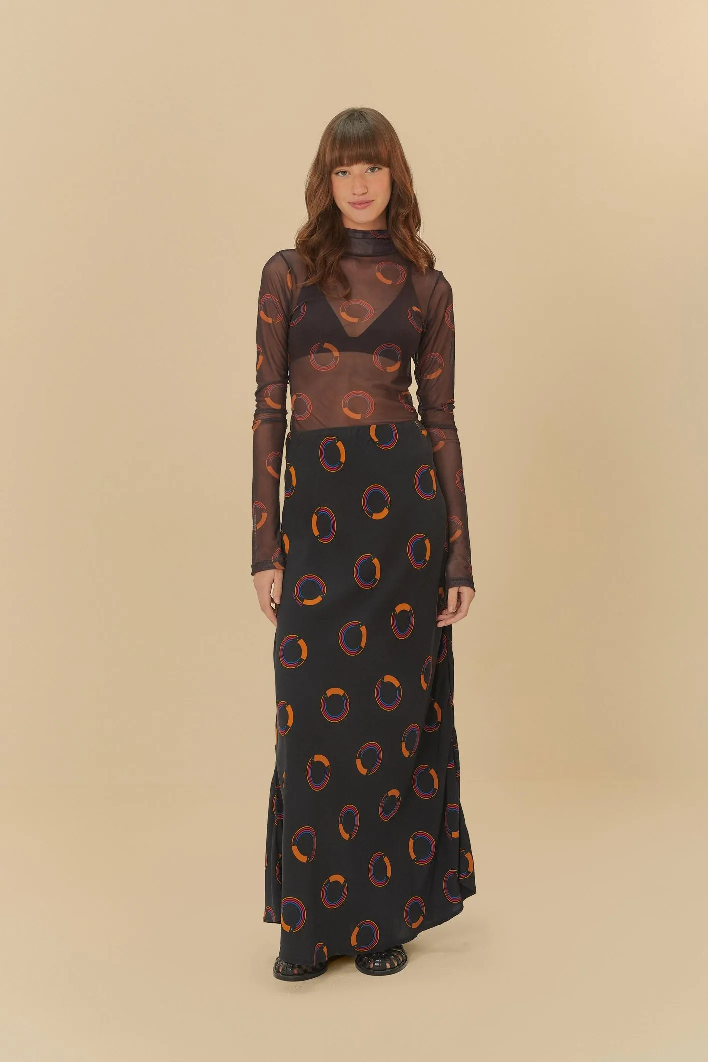 Vestido con falda estampada de lunares Tuca