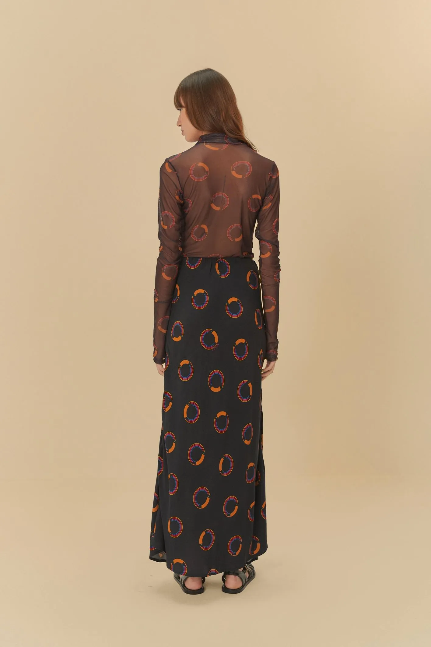 Vestido con falda estampada de lunares Tuca