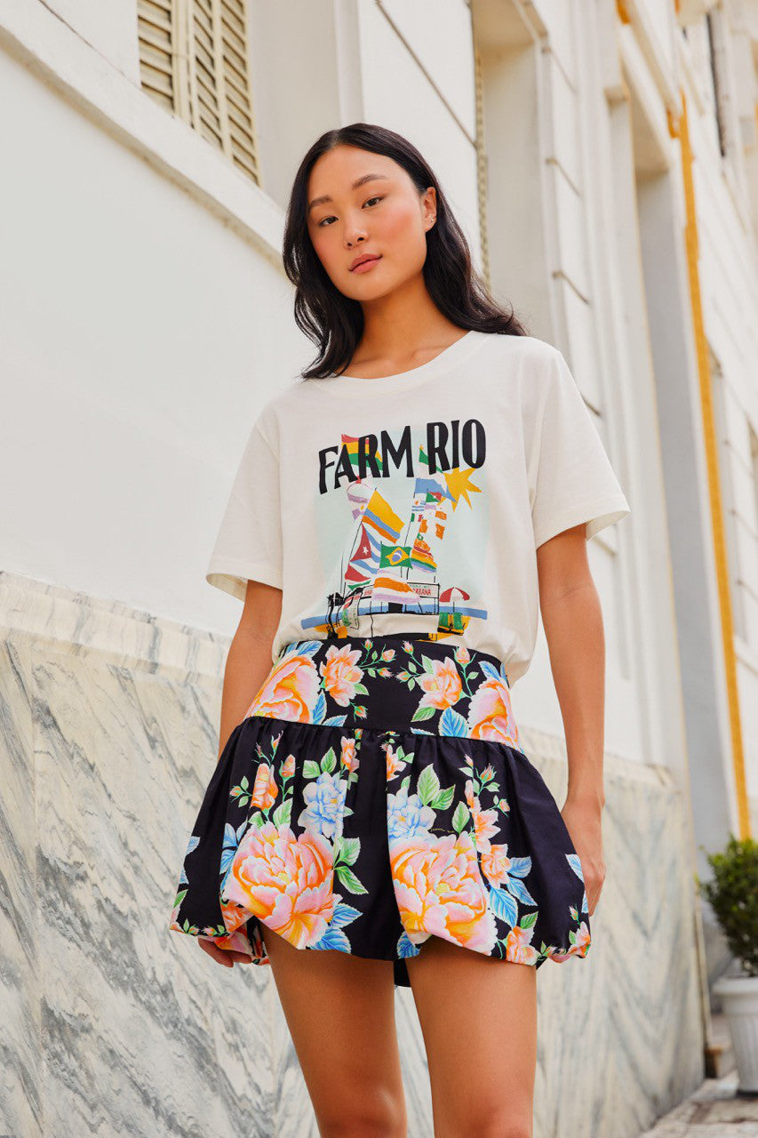 Falda Saia Balone Floral Sofia