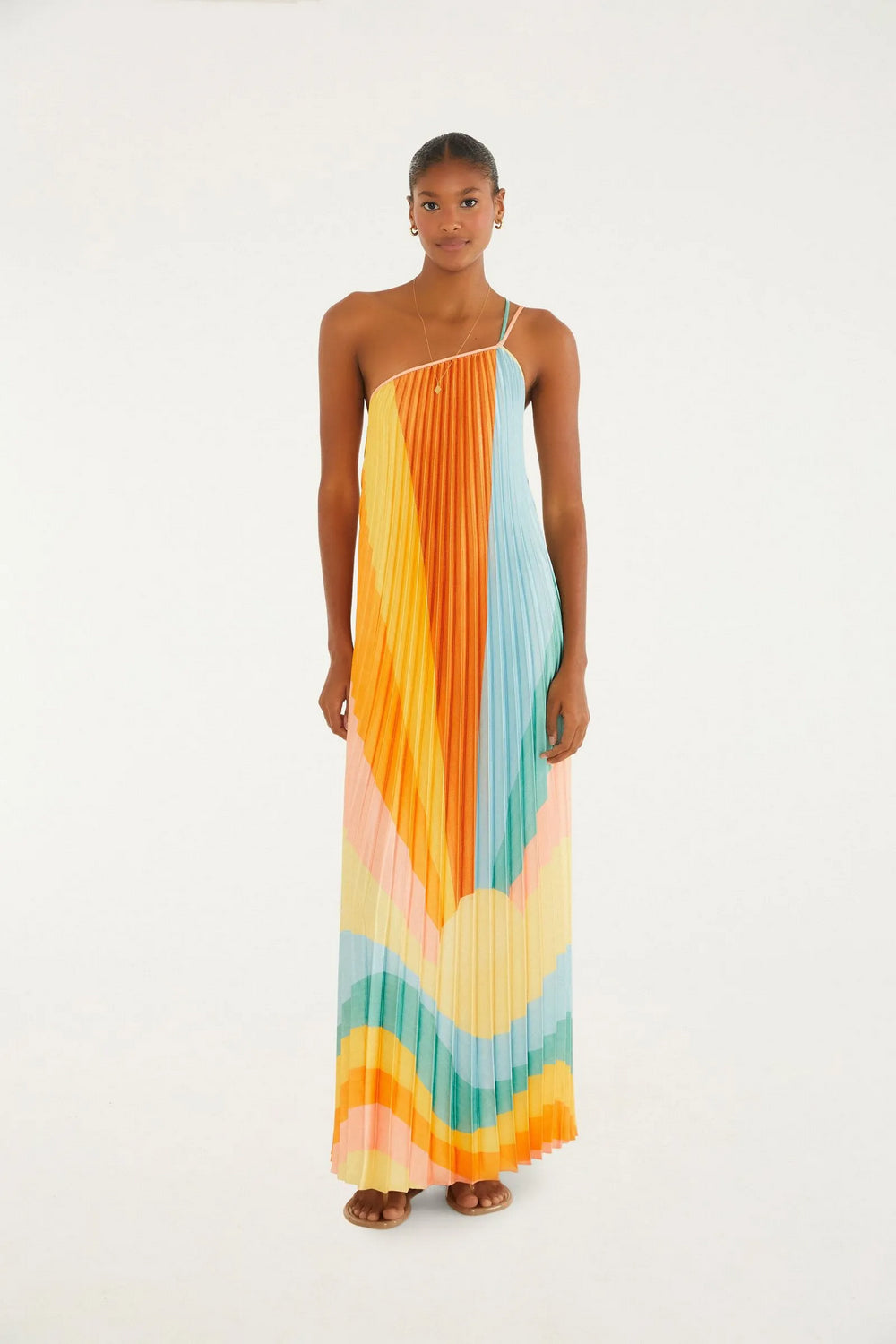 Maxi Vestido Plisado Paisaje Carioca FARM RIO MAXI VESTIDOS Malva CO