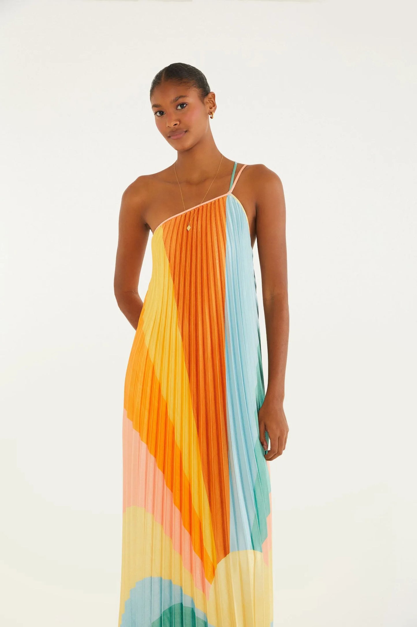 Maxi Vestido Plisado Paisaje Carioca FARM RIO MAXI VESTIDOS Malva CO