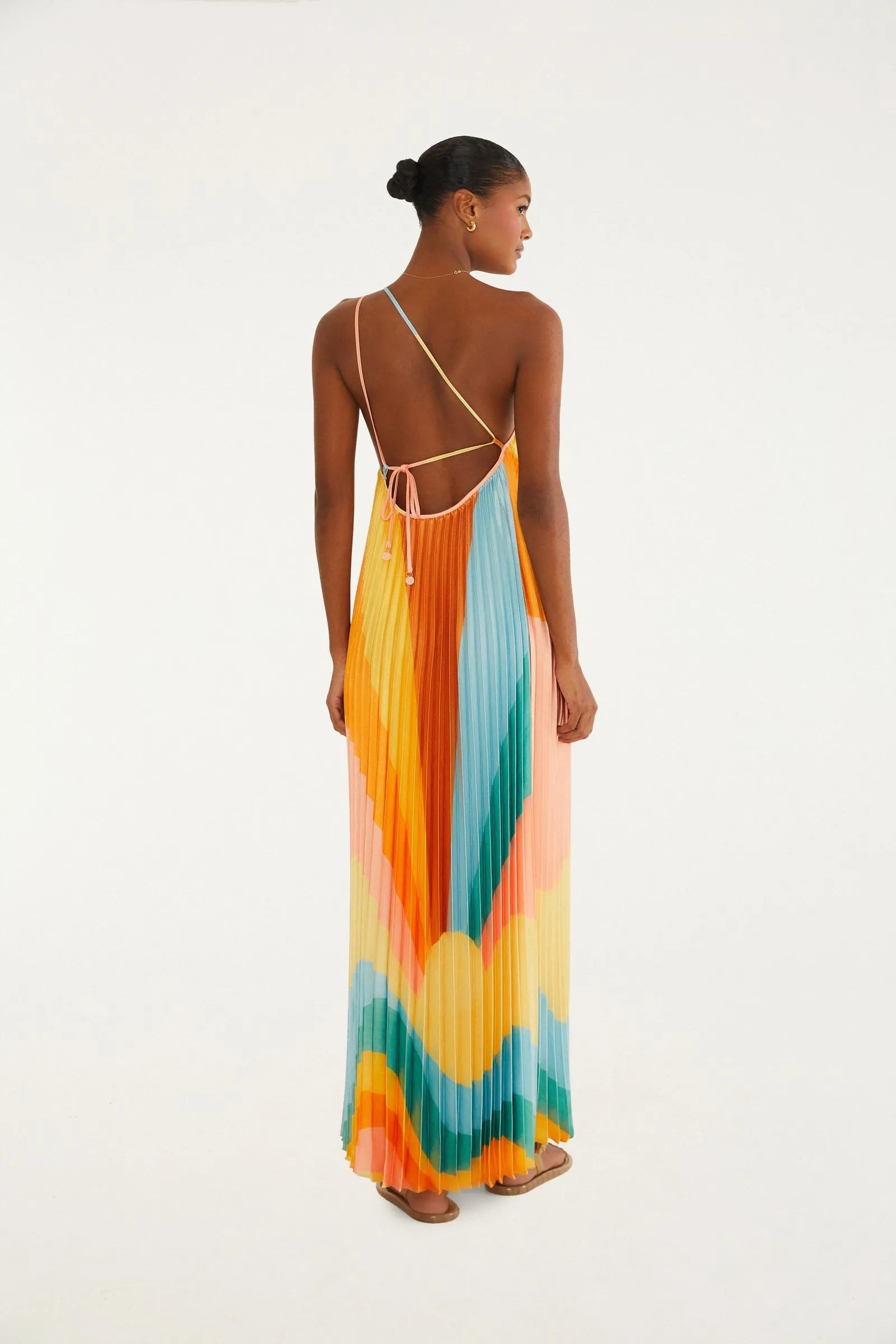 Maxi Vestido Plisado Paisaje Carioca FARM RIO MAXI VESTIDOS Malva CO