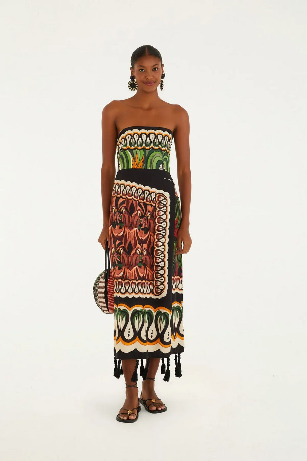 Midi Vestido Lencos Floresta De Onda FARM RIO MIDI VESTIDOS Malva CO