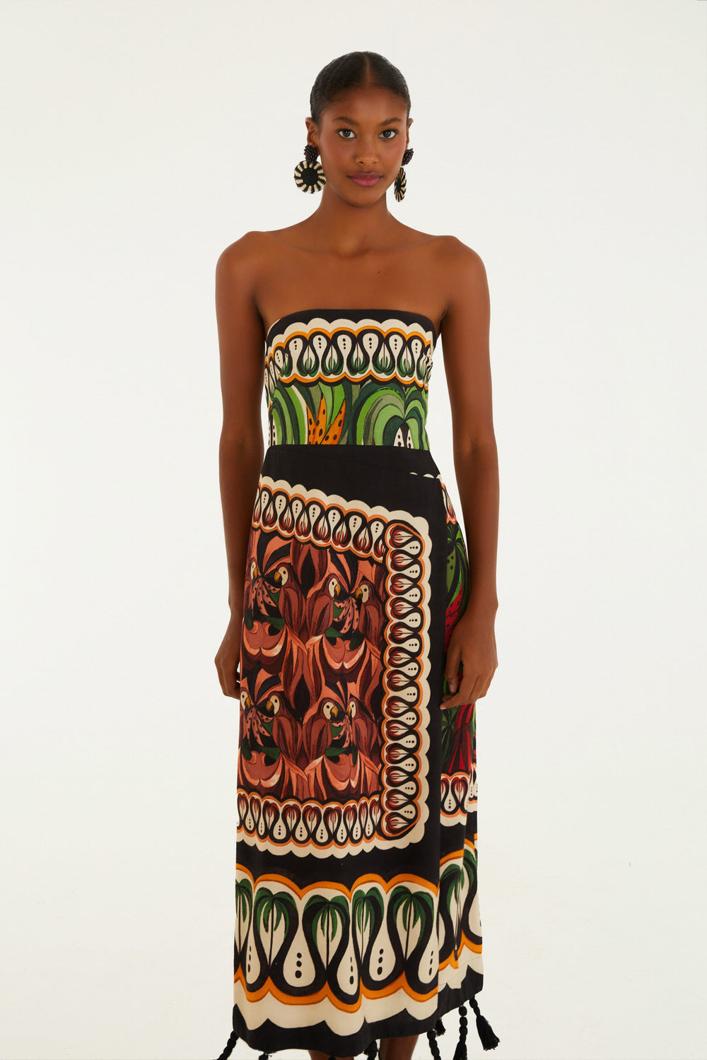 Midi Vestido Lencos Floresta De Onda FARM RIO MIDI VESTIDOS Malva CO