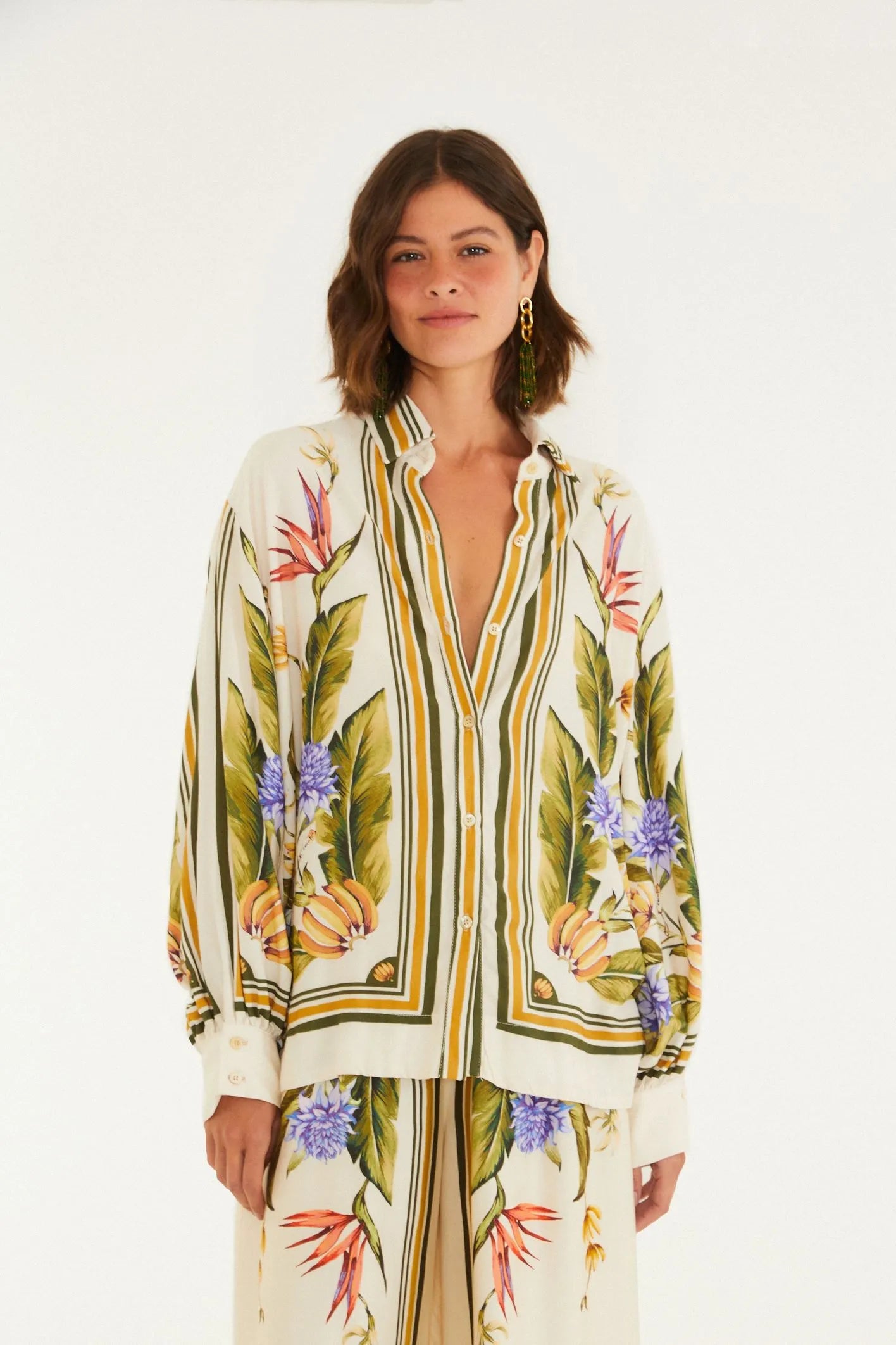 Camisa Estampada Lenco Tropical FARM RIO CAMISAS Malva CO